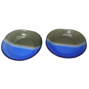 Vtg Eric J Roush Rosenthal Art Glass Blue And Gray Bowls